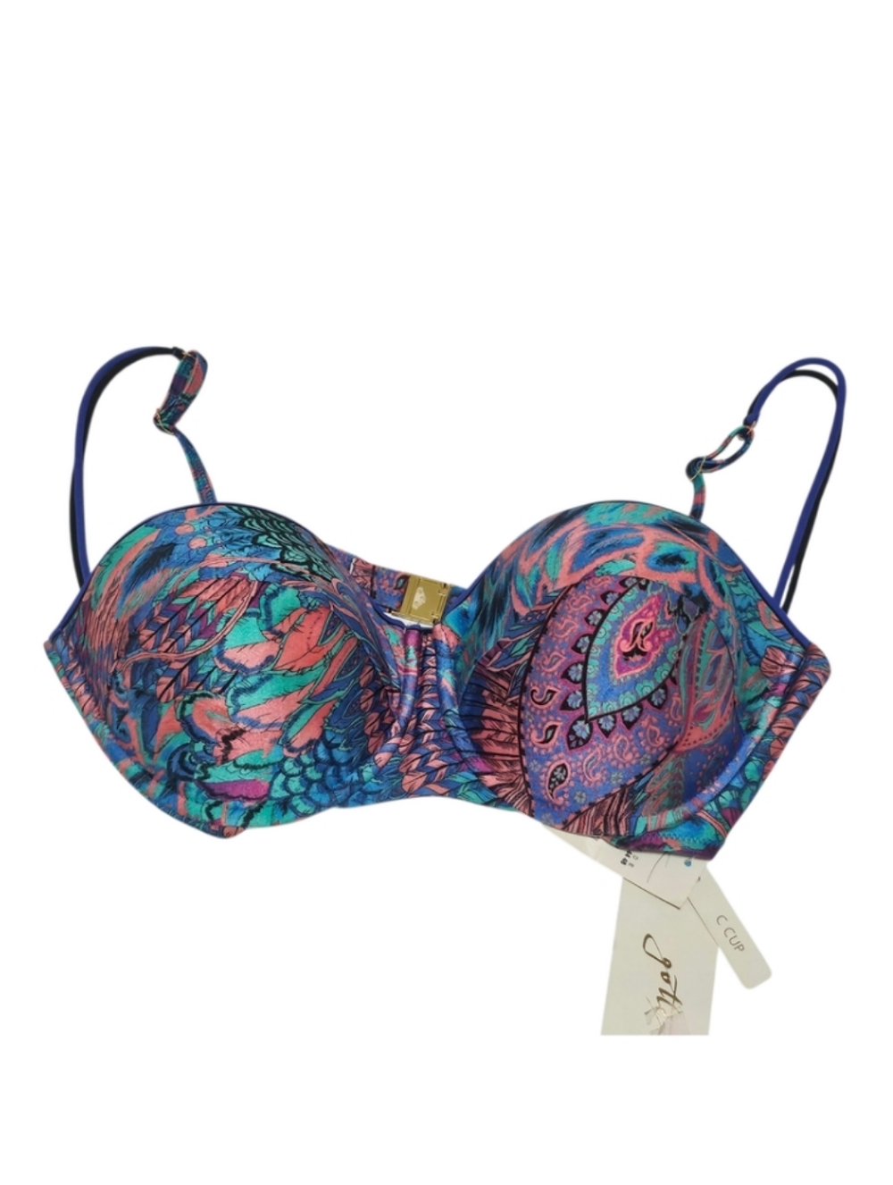 Gottex Paisley Underwire Bikini Top - Size 14 C Padded Cup NWT Colorful